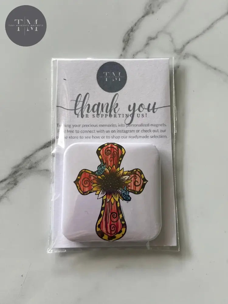 Flower Cross Fridge Magnet