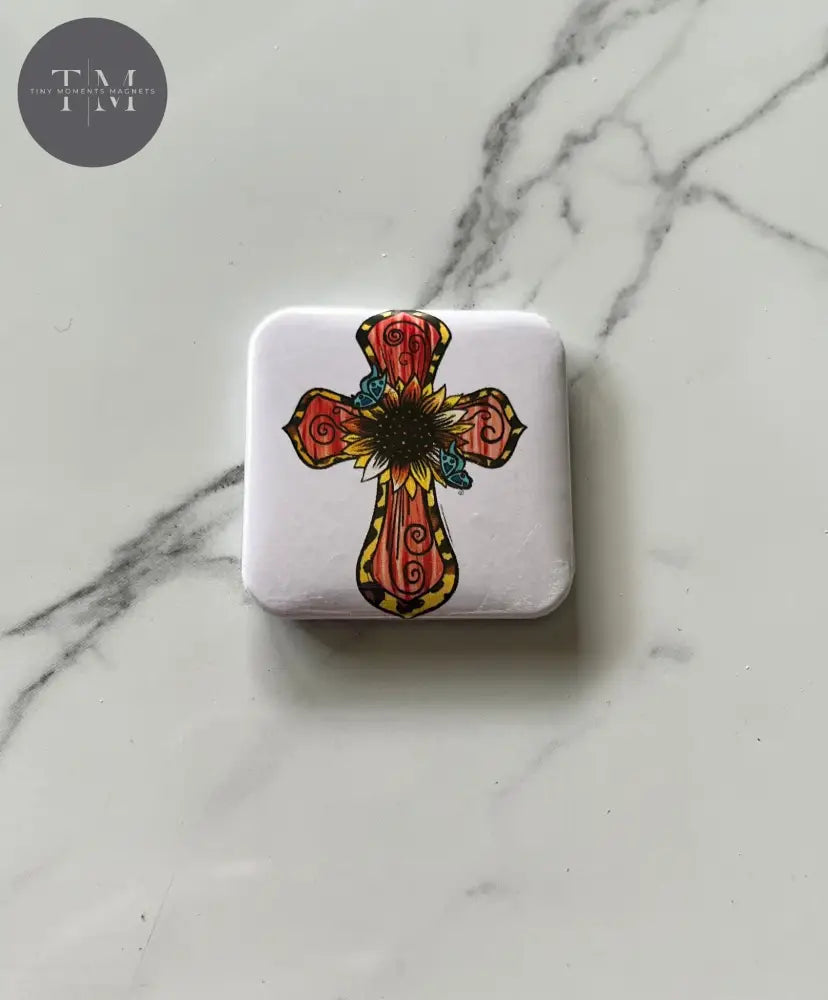 Flower Cross Fridge Magnet
