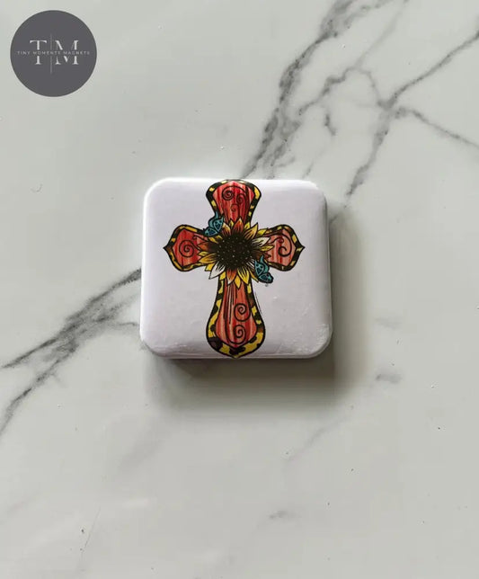 Flower Cross Fridge Magnet